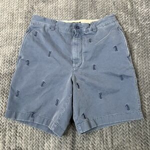 Vintage J. Crew Mens Sz 33 Embroidered Golf Logo Shorts Light Blue Cotton Twill